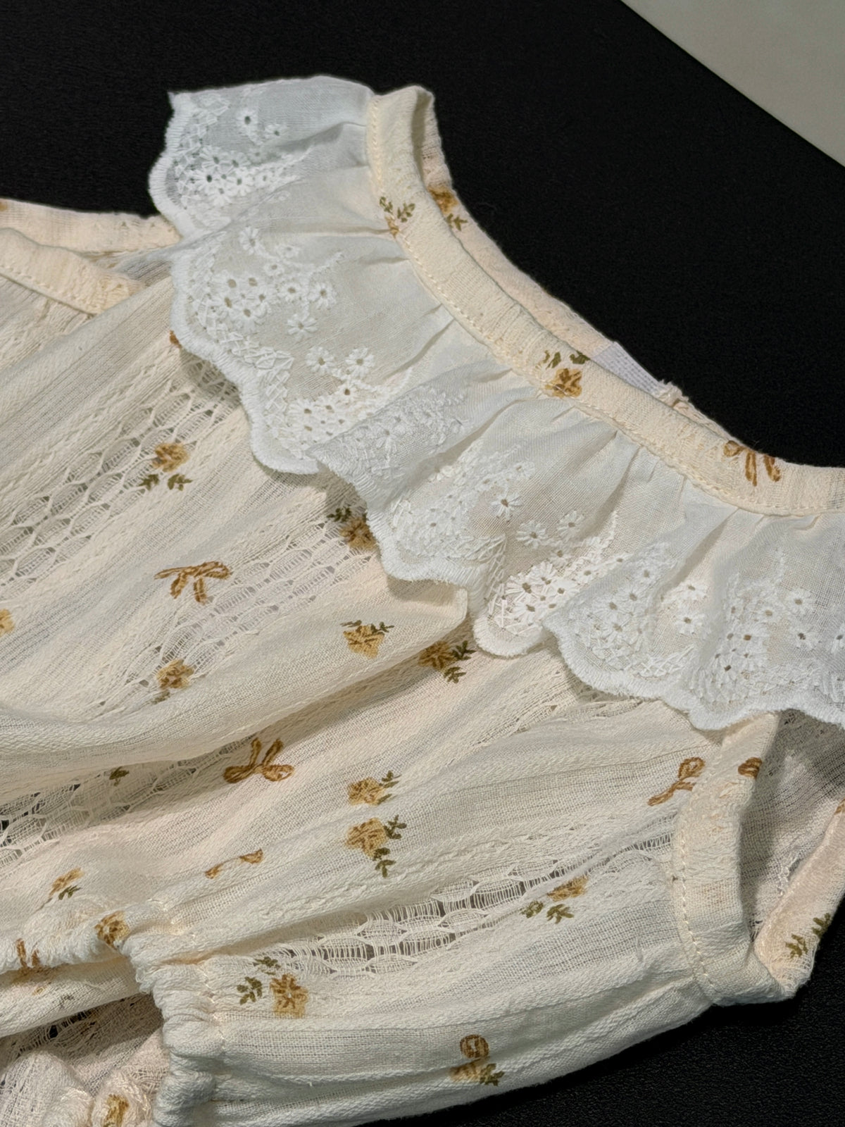Vintage Floral Lace Plushie Romper Dress (Dress Only)